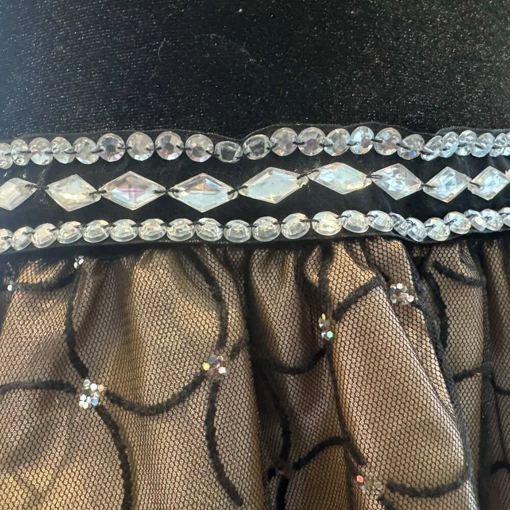 Jane Copeland Girls Black Formal Dress | Tulle Skirt & Rhinestones